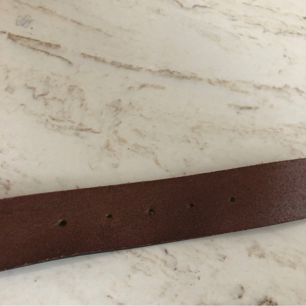 New Italian Leather Belt Brown/Turquoise Buckle Made in Canada Size L - Picture 9 of 10